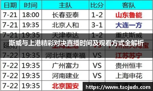 斯威与上港精彩对决直播时间及观看方式全解析